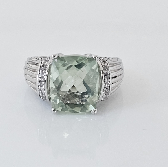 Rare Victoria Wieck Prasiolite & White Topaz Ring Sterling Silver Sz 7.5! - Picture 6 of 8